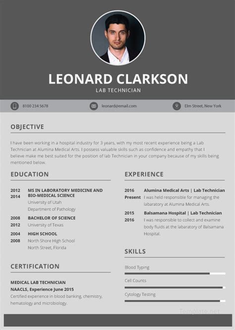 lab technician resume template   word  document downloads