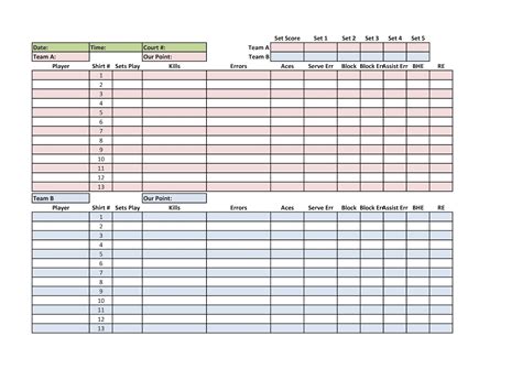 printable volleyball stat sheets   printable