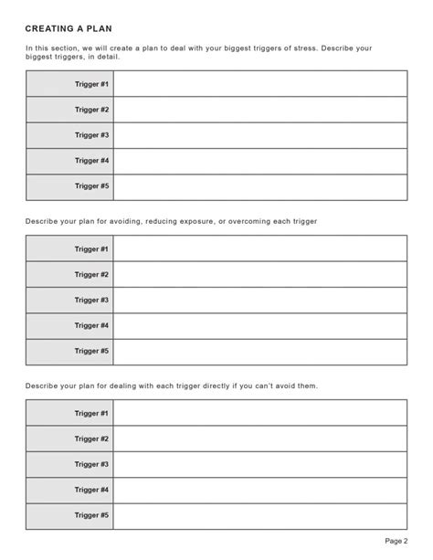 identifying anxiety triggers worksheet