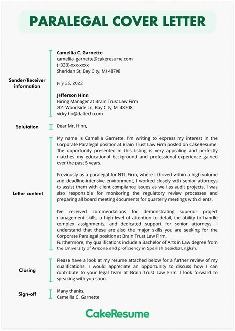 paralegal cover letter