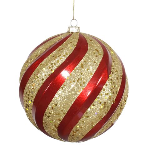 matte glitter swirl christmas ball ornament red gold