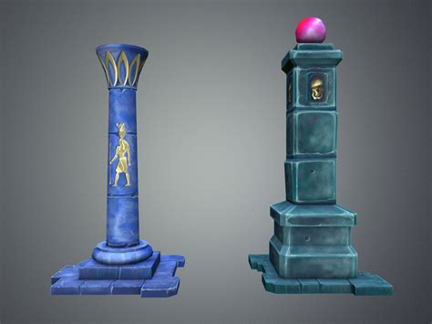 Fantasy Pillar Collection 3d Model Game Ready