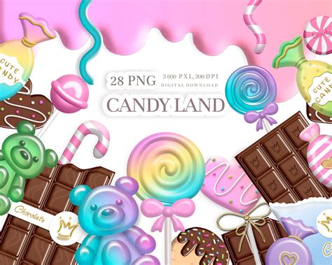 candy clipart candy land clipart rainbow sweets png digital etsy uk