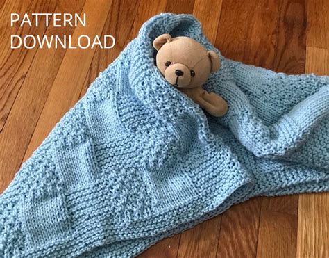 swaddling squares knit baby blanket pattern   etsy