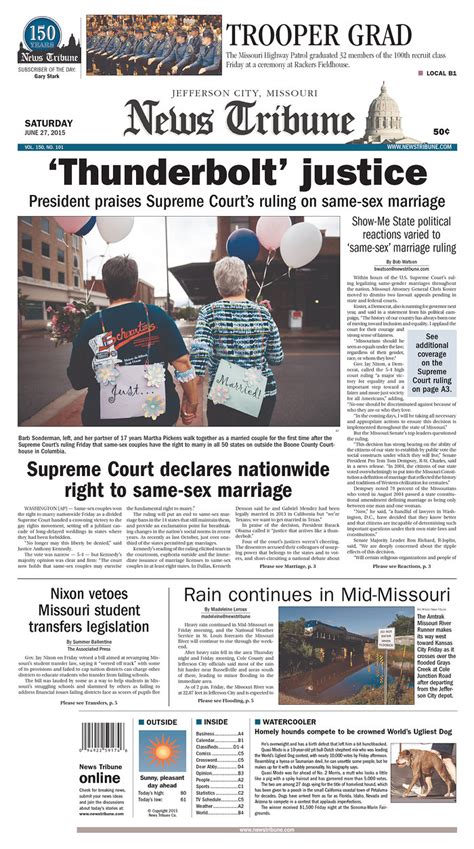 front page news newspapers nationwide cover freedom to marry ruling
