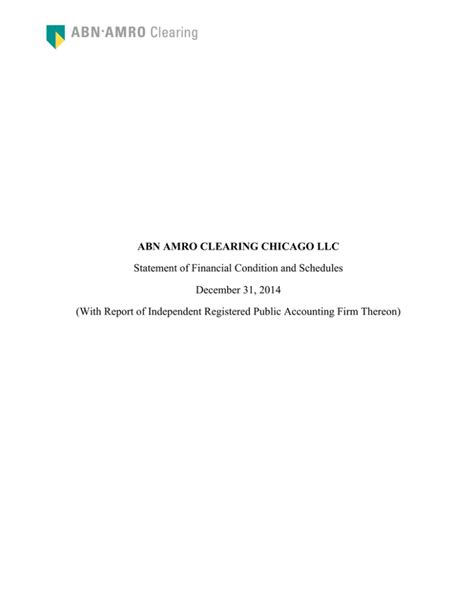 abn amro clearing chicago llc statement  financial