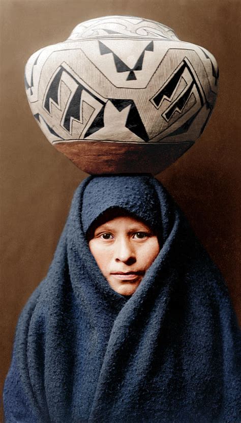 Zuni Woman With Olla Digital Art By Gary Sheaf