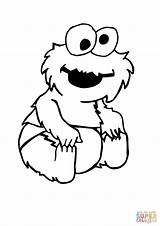 Cookie Monster Baby Coloring Pages Printable Sitting Drawing sketch template
