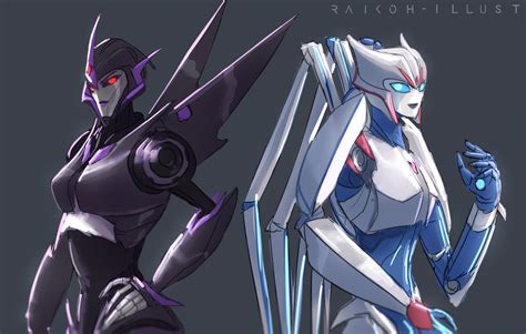 shattered glass arcee and airachnid by raikoh illust transformers know your meme