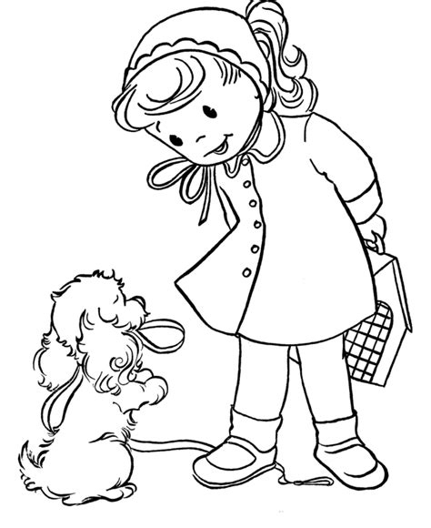 girl  puppy coloring pages    print