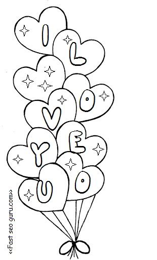 printable valentine heart balloons coloring pages