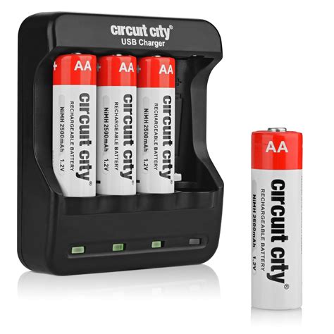 circuit city usb aa battery charger   nimh mah rechargeable aa batteries convenient usb