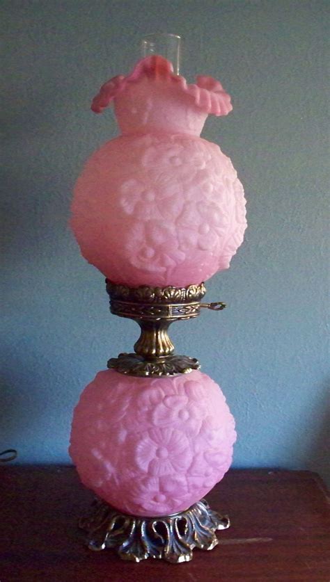 Fenton Pink Rose Satin Poppy Gone With The Wind Electric Lamp