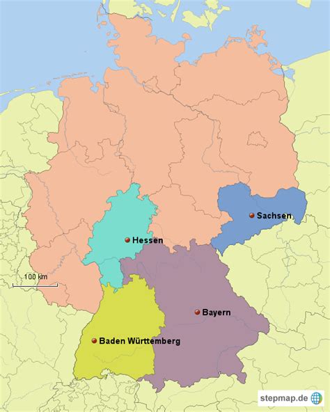 stepmap bundeslaender mit landkarte fuer deutschland