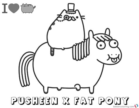 pusheen coloring pages pusheen ride fat pony  printable coloring