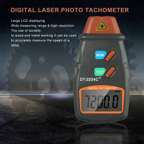 set digital laser tachometer rpm meter  contact motor speed gauge revolution spin