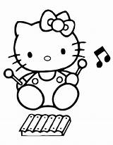 Xylophone Coloring Kitty Hello Playing Pages Colouring Printable Cat Clipartmag Cute Hmcoloringpages sketch template
