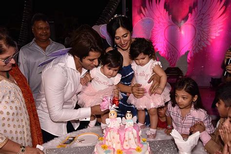 bella and vienna cutting their birthday cake inside pics from karanvir bohra s twins first