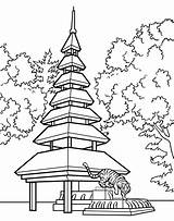 Pagoda Japanese Drawing Chinese Coloring Garden Pages Gardens Bridge Cartoon Drawings Kids Floating Cartoons Color Getdrawings Colors Choose Board sketch template