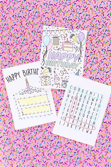 printable birthday cards  kids studio diy