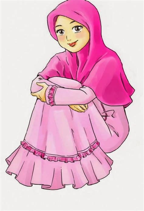 Gambar Kartun Cantik Islami Wanita Berjilbab Syari