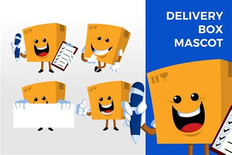 delivery cardboard box mascot character set  gagavastard  envato
