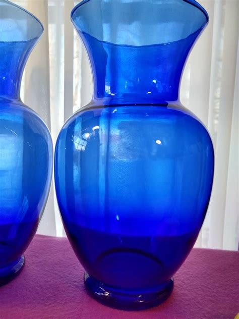 Pair Of Extra Large Cobalt Blue Flower Vases Alter Vases Floral Vases