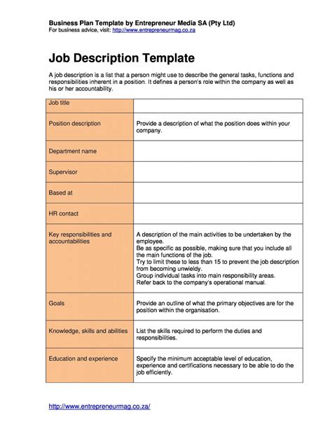 job description templates examples templatelab hr job