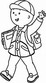 Caillou School Coloring Hello Going Wecoloringpage Pages sketch template