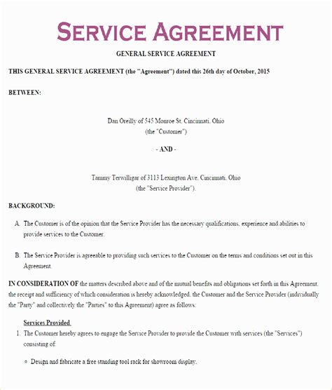 contractor service agreement template   general service contract