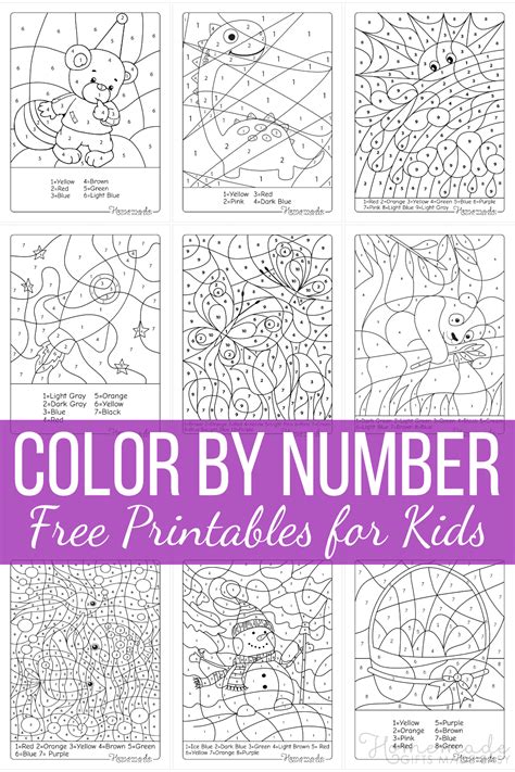 color  number printables  kids
