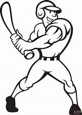 Baseball Player Coloring Pages Cartoon Batting Side Clipart Drawing Vector Clip Printable Batter Bat Da Draw Easy Illustration Softball Color sketch template