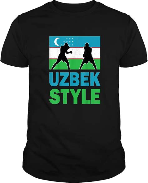 Uzbekistan Flag Uzbek Boxing Club Vintage T Shirt Basic Tees For Men