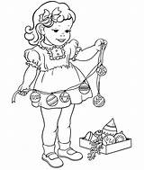 Christmas Coloring Pages Decorations Little Girl Tree Ornaments Printable Decorating Sheets Kids Girls Popular Ornament Help Go Book Printing Animals sketch template