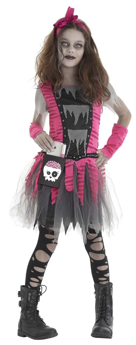 uhc girls zombie outfit scary theme kids fancy dress halloween costume