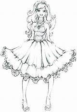 Coloring Barbie Pages Dress Drawing Fashion Doll Sheets Dresses Color sketch template