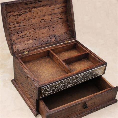 personalized rustic jewelry box unique details  drawer