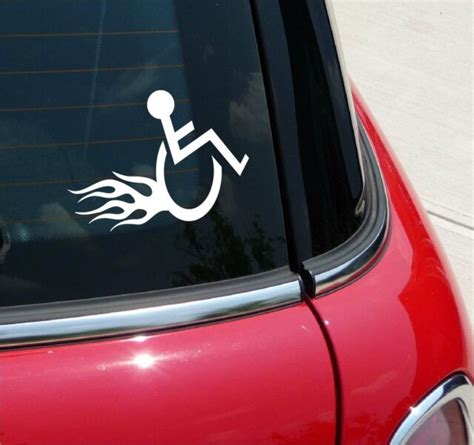 wheelchair handicap hotrod flames graphic decal sticker art car wall
