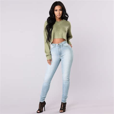 sexy women skinny jeans classic high waist washed slim pants plus size