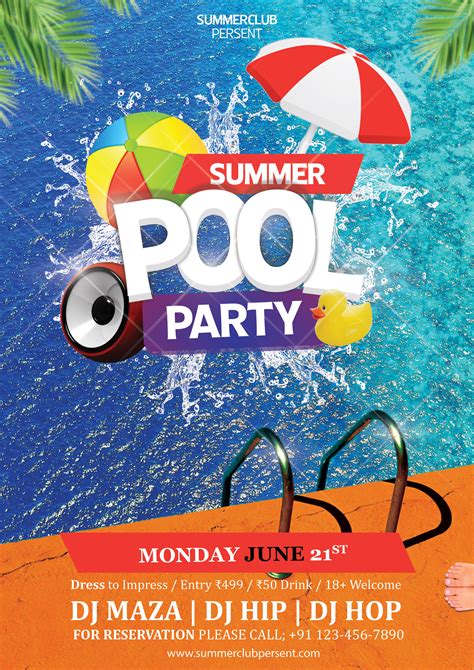125 Incredible Pool Party Flyer Template Template Ideas