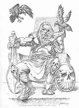 Odin Vikings Norse Wikinger Tattoos Tatuajes Vikingos Bleistift Mythology Nordic Draw Mythologie Nordische Zeichnungen Nordica Symbols Negro Símbolos Tatuaggio Guerreros sketch template
