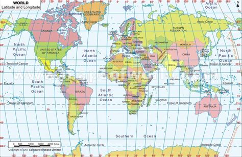 latitude  longitude world map