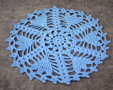 blue floral doily small doily  spring decor crocheted doily