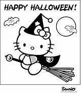Halloween Hello Coloring Kitty Pages Happy Printable Flying Printables Imagenes Para Witch Color Kids Dibujos Colorear sketch template