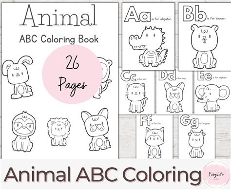alphabet coloring pages animal abc coloring abc coloring etsy