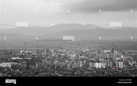 Beautiful Desaturated Pirot Cityscape Murky Weather And Distant