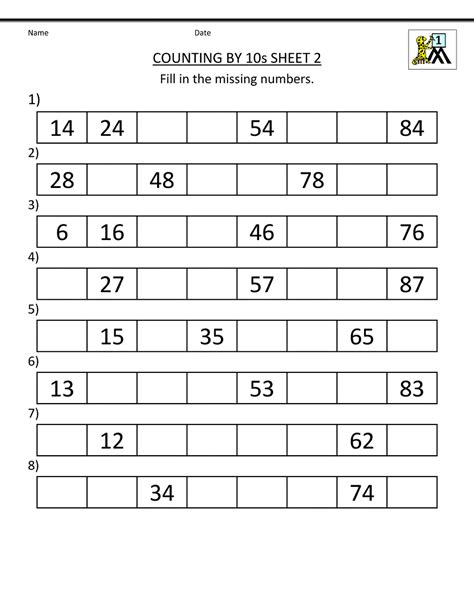 grade  skip counting worksheets count      learning