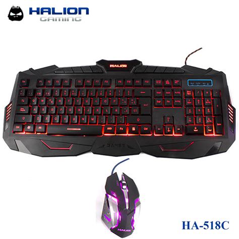 kit teclado  mouse gamer halion draco ha   colores led