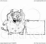 Outlined Ugly Devil Sign Clipart Cartoon Cory Thoman Coloring Vector sketch template