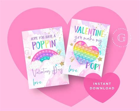 valentines pop  cards valentines day gift tags printable etsy